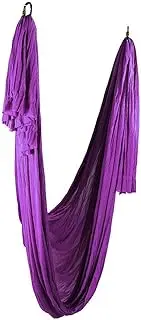 Aerial Yoga Swing Set, Anti-Gravity 5 * 2.8M Maximum Loading 23Kn Flying Yoga Hammock, Inversion Pilates Micro-Elastic Sturdy Trapeze Yoga Swing for Beginners Advanced Gym Home(Dark Purple)