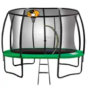 Kahuna 12ft Trampoline Free Ladder Spring Mat Net Safety Pad Cover Basketball Round Green
