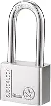 304 Stainless Steel Keyed Padlock 40 mm Padlocks Heavy Duty Lock with 4 Keys, Indoor Outdoor Security Locks for School and Gym Locker, Sheds, Fence, Backpack, Storage Cabinets [Long Shackle]