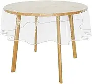 Clear Table Protector Cover,Clear Table Cover,Plastic Table Cover,Square Clear Tablecloth,Round Clear Table Cover,Waterproof Clear Tablecloth Protector for Dinning Parties (Round)