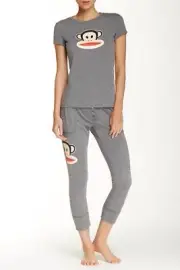 Paul Frank Back to Basics 2-Piece PJ Pajama Set Heather Grey M NWT! $42