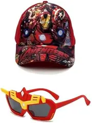[GDFJBG] 2 Piece Spider Baseball Cap Sunglasses Set, 2025 Baseball Cap and Iron Sunglasses, Red Cartoon Sun Hat, Baseball Cap, Adjustable Cotton Sun Hat Cap for Boys Girls Teenagers, red, 52