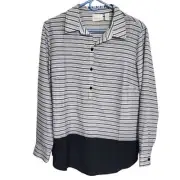 Chico's Black & White Devon Stripe Color Block Blouse, Chico's 2 (M) NWT