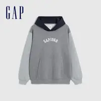 在飛比找蝦皮商城優惠-Gap 男裝 Logo刷毛帽T 碳素軟磨系列-灰色(8412