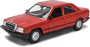 Finished Scale Model Simulation 1:24 for Benz 1987 190E Die-cast Alloy Car Model Static Scale Model Exquisite Collection Holiday Presents Presents Ornaments(Red)