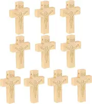 [EXAOMBLE] Cross Pendant Cross Jewelry Charms Mini Cross Charms Cross Nail Charms Link Pendants Cross Beads Crosses Tiny Cross Charm Crucifix Charm Gold Charms Faceted Dark Brown Wooden