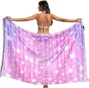 [RPLIFE] Stars Pastel Swimsuit Sarong Cover Up, Summer Pool Sarong Coverups for Women, Large, Stars Pastel, Medium
