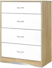 Artiss Chest of Drawers 4 Drawer White Tallboy, Dresser Clothes Storage Cabinet Organizer Bedside Table Bedroom Furniture Home Living Room Hallway Entryway