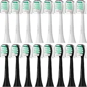 Replacement Toothbrush Heads Compatible with Philips Sonicare：16 Pack Soft Replacement Electric Brush Head for 4100 5100 6100 HX9023/65 W Optimal Control Snap-on System（B&W）