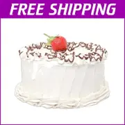7" Vanilla Frosted Display Cake with Chocolate Drizzle - Ideal for Home & Events