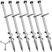 Ground Anchors Screw in 6 Pack-12 Inch Heavy Duty Galvanized Hex Head Tent Stakes Kit for Swing and Trampoline Set High Wind Solid Metal Dog Tie Out Stake