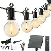 58FT Solar String Lights Outdoor with Remote Cable Ties and Hooks, Commercial Gr