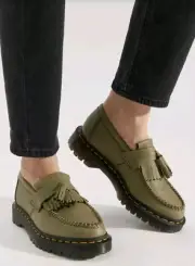 Dr.Martens Adrian Womens Loafers Olive Uk7 Eu41
