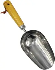 Levemolo Ergonomic Stainless Steel Garden Scoop Wooden Handle Heavy Duty Tool for Transplanting Digging and Soil Turning