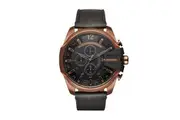 Diesel Mega Chief Stainless Steel and Leather Chronograph Men's Watch, Color: Rose Gold, Black Model: DZ4459