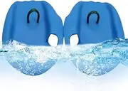 Swim Hand Paddles - Set of 2 Junior Swimming Hand Paddles,Lap Swim Gear, Upper Body Resistant Gloves, Portable, Unisex, Blue for Kids Teens