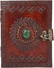 Axuvel Leather Diaries With Unique Brass Lock Unisex Attractive and Antique Handmade Personal Leather Diary cum Notepad Designed With Shiny Stones…