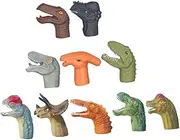 10pcs Dinosaur Finger Puppets for Toddlers Abs Plastic Safe Light Mini Toys for Boys and Girls Creative Learning Communication Set