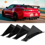 4 Shark Fin Kit Styling Lip Wing Splitter Glossy Black Rear Bumper Diffuser