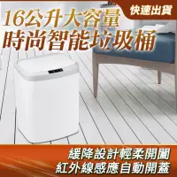 在飛比找momo購物網優惠-感應式開蓋 大容量垃圾桶 浴室垃圾桶 電動垃圾桶 白色垃圾桶