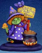 Ceramic Bisque Witchy Poo Secret Brew Witch~Lights~ clip in light included