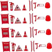 Kisangel 4 Sets Fire Extinguisher Mini Fire Ladder Models for Teaching Learning Safe Educational for Mini Scene Decoration Role Play