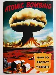 Atomic Bomb Poster Vintage Style 1950s Nuclear Blast Warning Sign Apocalyptic