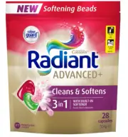 Radiant Advanced+ Laundry Detergent Capsules 3 In 1 Clean & Soften 56 Pack (2x28
