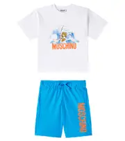 [Moschino Kids] Moschino Kids Teddy Bear cotton T-shirt and sweatpants set Y 14 blue