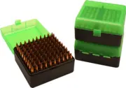 MTM Rifle Ammo Box - 100 Round Flip-Top 223 204 - Clear Green/Black RS-100-16T