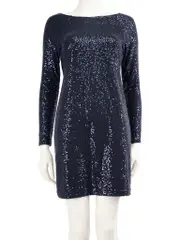 Navy Sequinned Mini Dress