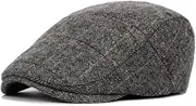 [Lirixus] Mens Newsboy Cap Flat Ivy Cabbie Hat Adjustable Vintage Berets Fedora Cap for Men Cycling Drivers Caps Grey