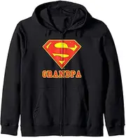 [DC Comics] Superman Super Grandpa Chest Logo Zip Hoodie