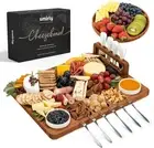 SMIRLY Charcuterie Boards Set - Large Bamboo Cheese Board - Brown