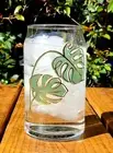 Drinking Glass - Can Shaped Glass Cups 16oz Beer Glasses, Tumbler Cup, Monstera
