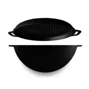 Asian cast iron cauldron with cast iron lid-grill pan 8 l. Thickness 3.8 mm