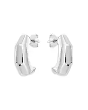 Aqua Angular Half Hoop Earrings in Sterling Silver - Exclusive