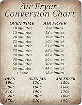 Air Fryer Conversion Chart Sticker, 1Pcs Self-Adhesive Cooking Time Temp Oven Sticker Quick Reference Guide Air Fryer Accessories, 8 inch x 6 inch
