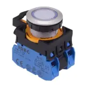 IDEC CW Series White 24V LED Metallic Momentary Flush Push Button Switch 2NO