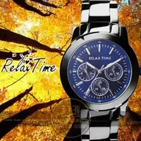 在飛比找PChome24h購物優惠-Relax Time關詩敏代言經典三眼錶款-藍/黑/42mm