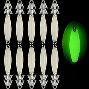 Fluorescent Squid Jig Luminous Squid Fishing Hooks Glow Squid Jigs Cuttlefish Sleeve Fishing Jigs Squid Hard Bait Octopus Lure Glow in Dark 5pcs/10pcs