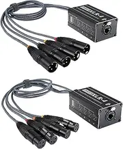 tunghey 4 Channel 3-Pin XLR Female to Single Ethercon Cable -Compact Cat6 Multi Network Snake Receiver with 0.7m Cable- AES, DMX Channels Over RJ45 Cat5/Cat6 Ethernet Cable (Male and Female)
