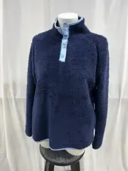 NWT Crown & Ivy Navy Fuzzy Fleece Snap Front Jacket Size XL Front Pockets
