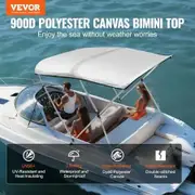 3 Bow Bimini Top Boat Cover, 900D Polyester Canopy with 1" Aluminum Alloy Frame, Waterproof and Sun Shade, Includes Storage Boot, 2 Support Poles, 4 Straps, 6'L x 46"H x 67"-72"W, Light Grey