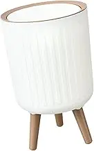 Ｂｅｓｇａ Waste Basket Garbage Basket Fashion Push Type Trash Can with Lid High Foot Dustbin with Press Cover Trash Can Bin for Office