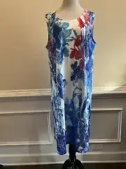Chicos Plus Size Whimsy Floral Multicolor Sleeveless Midi Dress Size 4/XXL