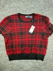 Ralph Lauren Sweater Womens XL Red 100% Wool Pullover Short Sleeve Crewneck NWT