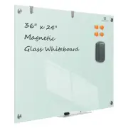 Glass Dry-Erase Board - 36 x 24 Inches Wall Mounted Whiteboard with Magnetism...