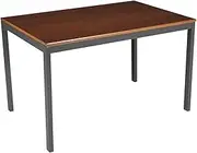 Tramontina Barcelona Rectangular Table in Almond Multilaminate with Steel Base Graphite Finish, 120 x 80 cm Size