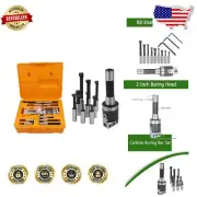 2 Inch Boring Head with R8 Shank and 9Pcs Carbide Boring Bar Set for Precision